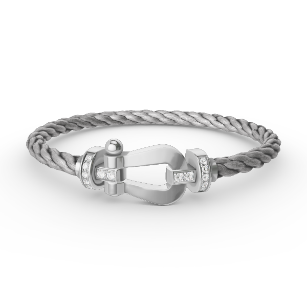 [⭐Renara]FORCE LARGE HORSESHOE HALF DIAMOND BRACELET SILVER