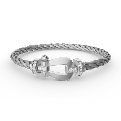 [⭐Renara]FORCE LARGE HORSESHOE HALF DIAMOND BRACELET SILVER