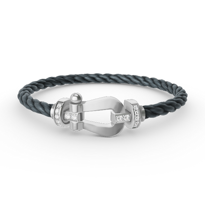 [⭐Renara]FORCE LARGE HORSESHOE HALF DIAMOND BRACELET SILVER
