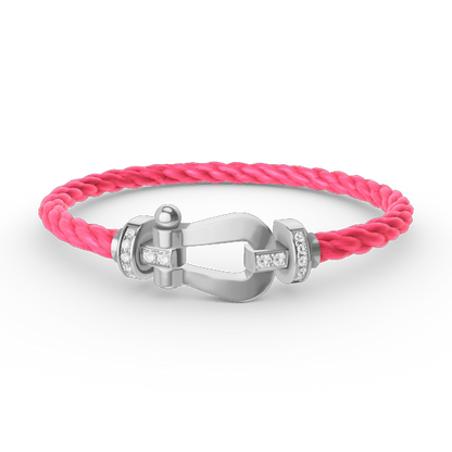 [⭐Renara]FORCE LARGE HORSESHOE HALF DIAMOND BRACELET SILVER